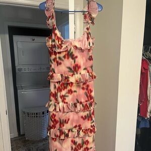 Elegant Pink Floral Maxi Dress